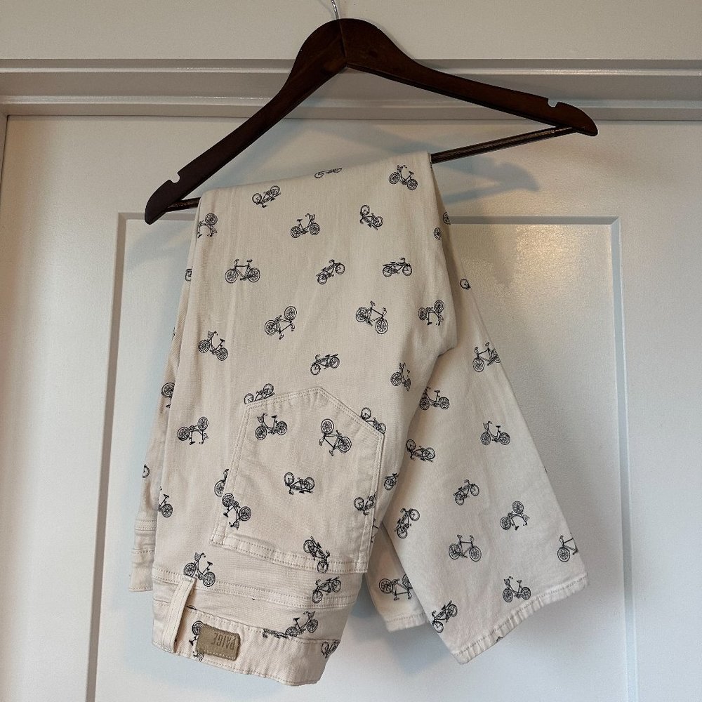 Paige Jeans Kylie Crop Cream Bicycle Pattern Pants - Size 32